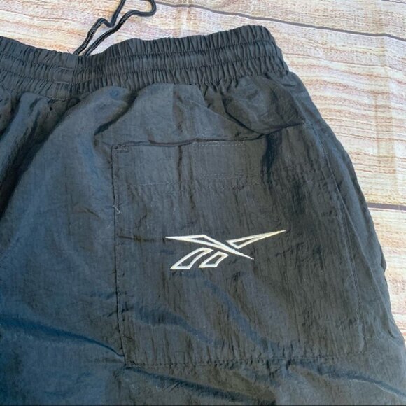 90s Vintage Reebok Black Swishy Pants Size Medium - Picture 8 of 14